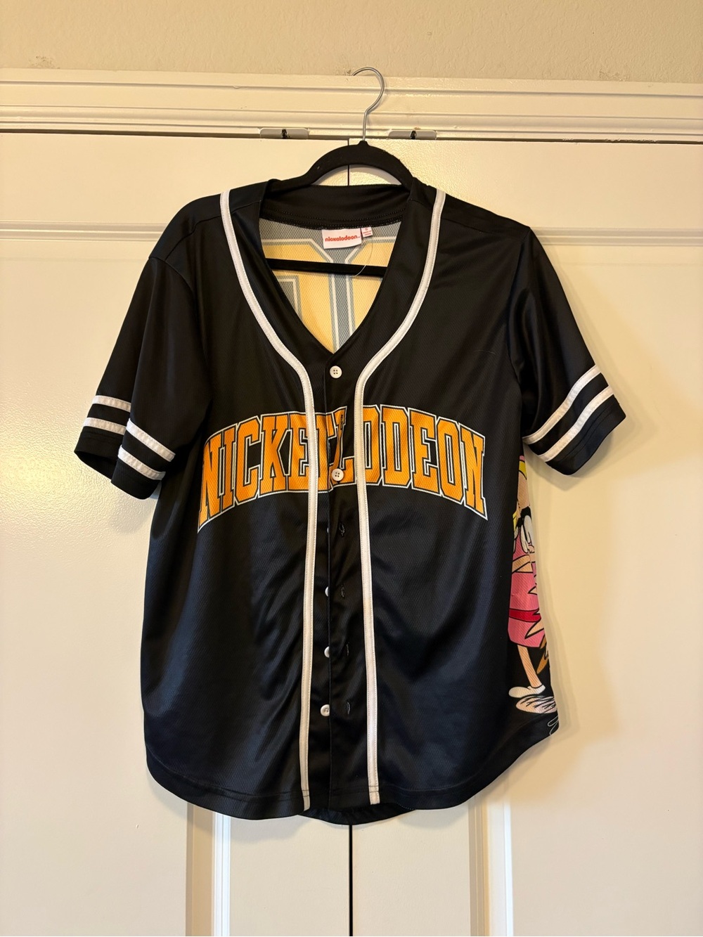 Nickelodeon Black and Yellow Kids Button-Up Jersey with White Trim